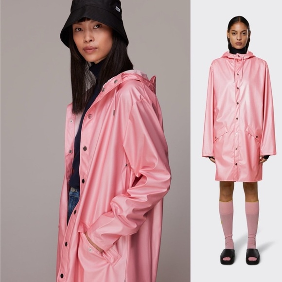 RAINS Pink Sky Long Jacket - Picture 2 of 10